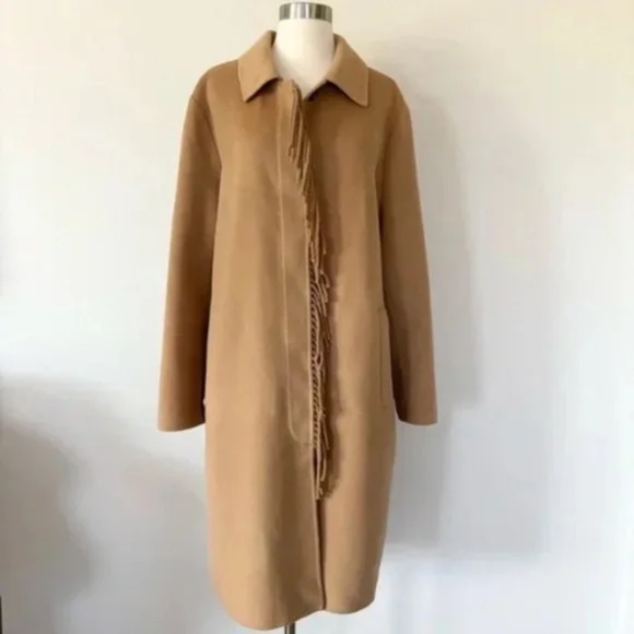 Chico’s NWT Fringe Wool Cashmere Topper Coat Saddle Brown XL - Picture 1 of 7